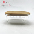 China Square Glass Food Container With Bamboo Lid Supplier